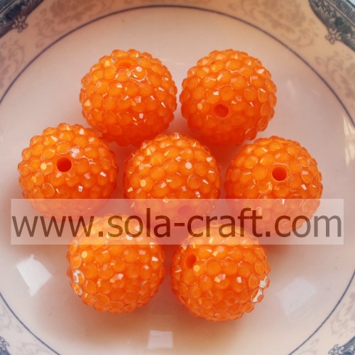 Perline di strass in resina grossa fluorescente di colore arancione 18 * 20 mm