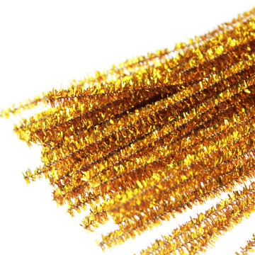 Golden PVC glitter chenille stem,chritmas decoration