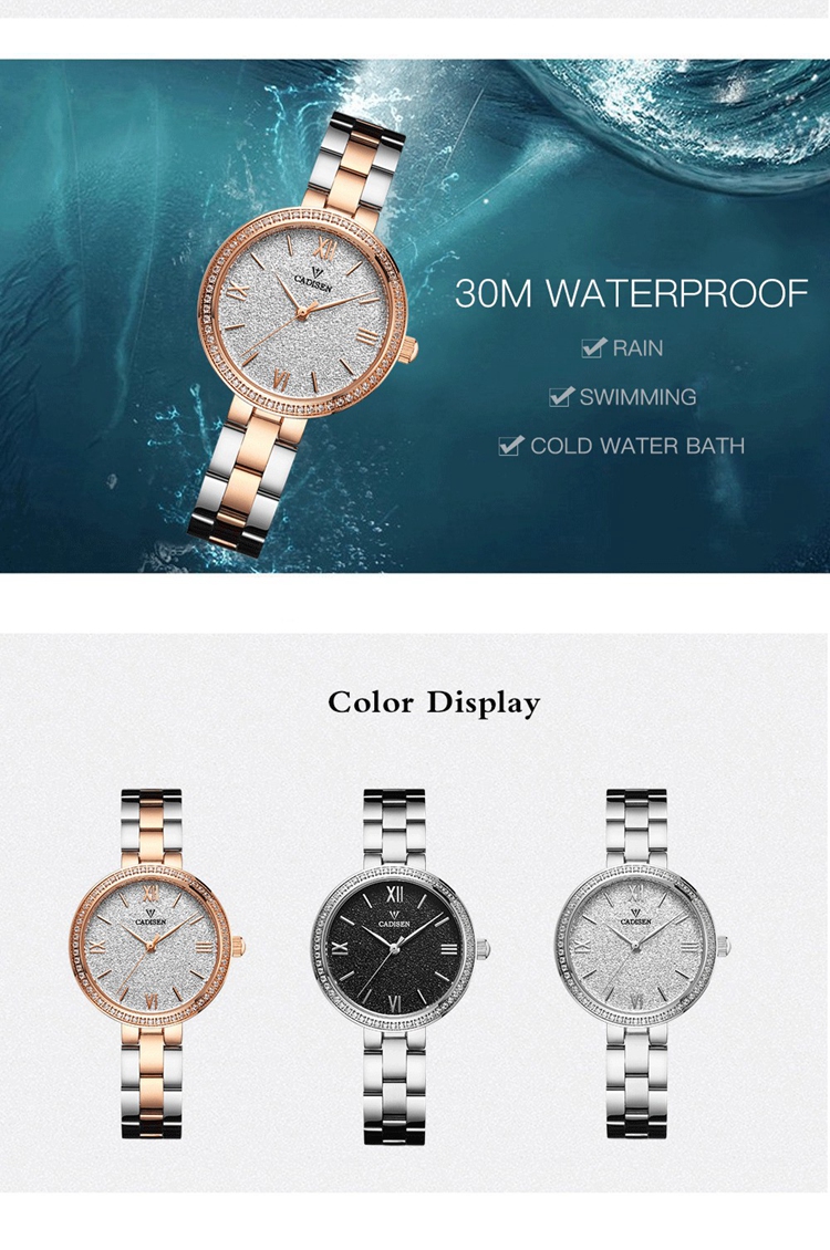 CADISEN 2017 latest girl hand quartz wrist watch japanese movt dial fashion ladies stainless steel watch