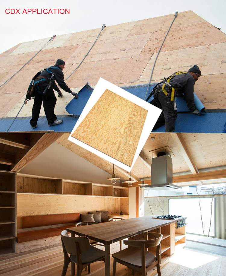 china manufactures 21mm 5'x8' cdx pine plywood underlayment for wall panel