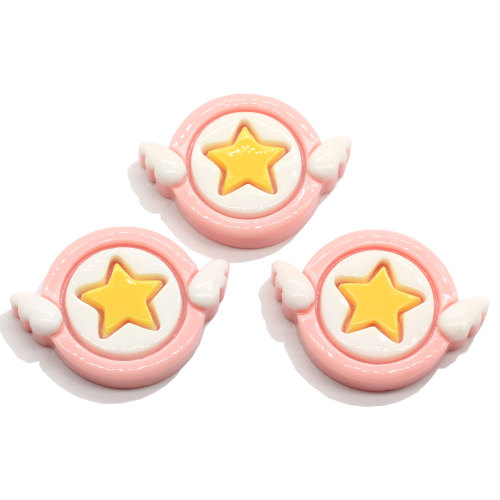 19 * 27mm Mini Wings Round Star Pink Yellow Resin Pretty Beads Kawaii Cabochons 2020 Νέα σχέδια για διακόσμηση