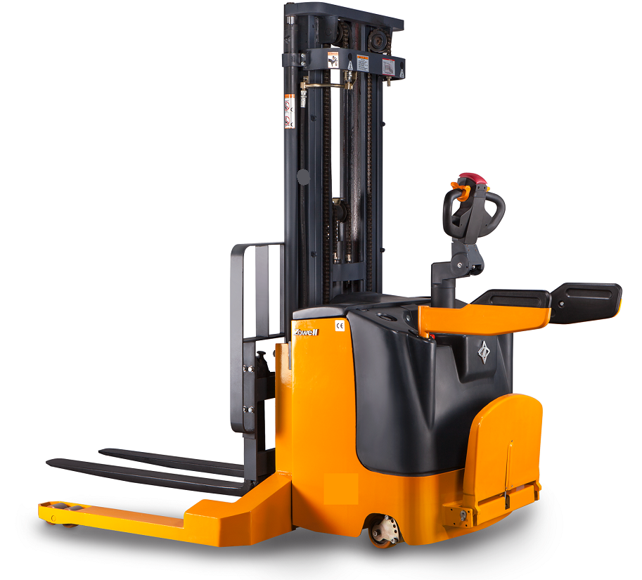 Electric stacker 4500mm lift height riding on item