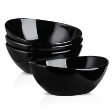 Set of 4 Black Porcelain Serving Bowls - Large Salad Dishes, 36 Ounce