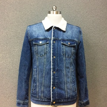 Men's cotton denim double pocket padded jacket