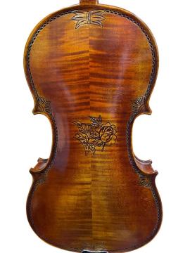 Nice Flamed Carved Rose 4/4 Handmade Violin