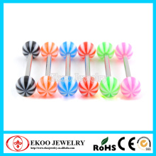 Acrylic Candy Stripe Beach Ball Barbell Personalized Tongue Rings
