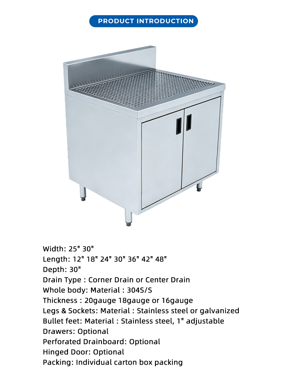 حوض خزانة ذو وعاء واحد من الفولاذ المقاوم للصدأ X Stainless Steel Single Bowl Cabinet Sink X