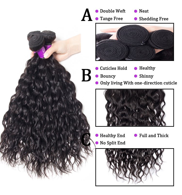 CELIE Factory Price Crochet Braids with Human Hair Wet and Wavy Mink Brazilian Virgin Hair Bundles with Lace Closure