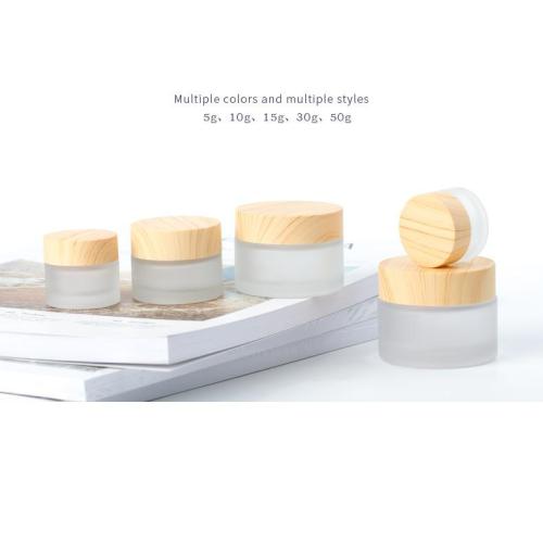 Wood grain glass frosted face cream bottled separately