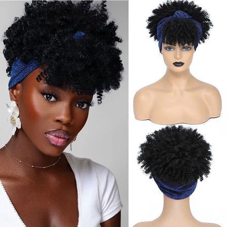 10 inch Kinky Curly Headband Wig Human Hair