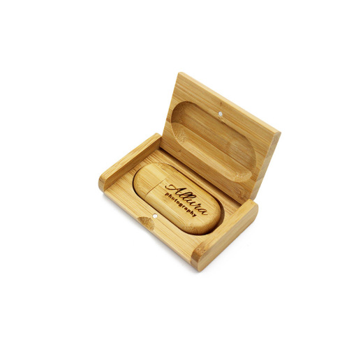 Clé USB ronde en bois avec boîte