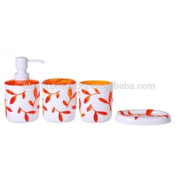 Luxury Wedding Gift Plastic Orange Bathroom Accessory Set