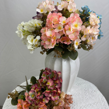Artificial Autumn Hydrangea Bouquet - White Pink Blue for Home Decoration