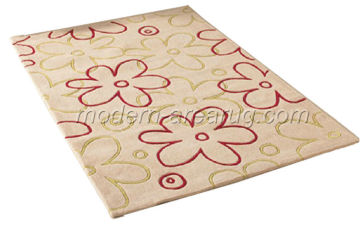 Milky White Acrylic Floral Area Rug, Hand Tufted Pattern Decorative Rugs For Living Room