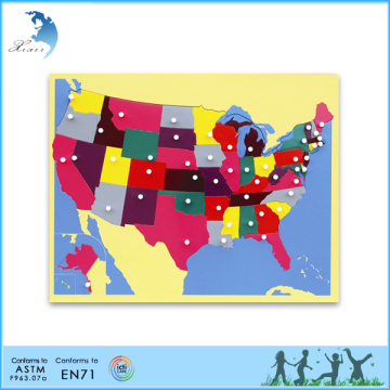 Montessori materials Kids easy board Map puzzle for USA