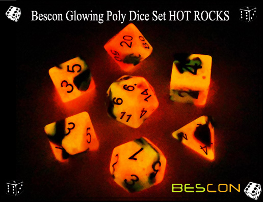 Bescon Glowing Poly Dice Set HOT ROCKS-3 Bescon Glowing Poly Dice Set HOT ROCKS-3