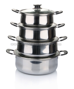 4PCS Stainless Steel Cookware Sets With Glass Cove