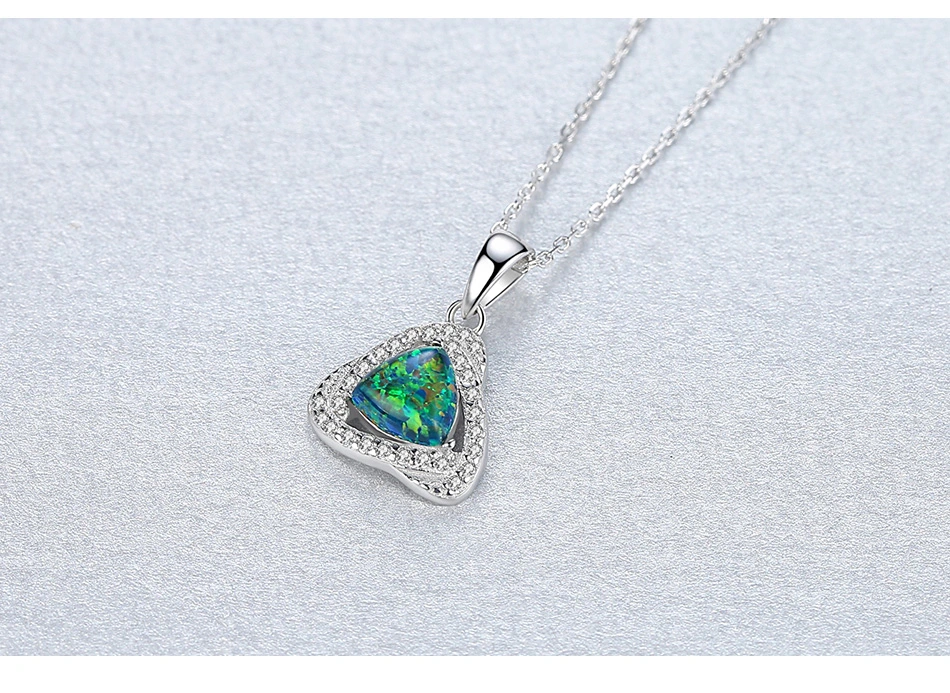 Classic Multicolor 925 Sterling Silver CZ Opal Pendant Necklace