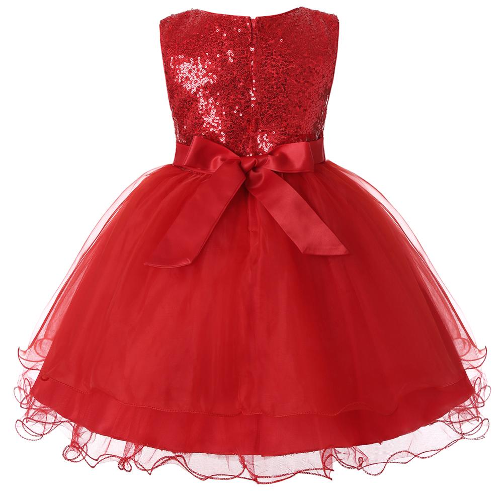 Hot Selling Wholesale Children Kids Girls Boutique Clothing Bowknot Sleeveless baby girl party Sequins dress with flowers