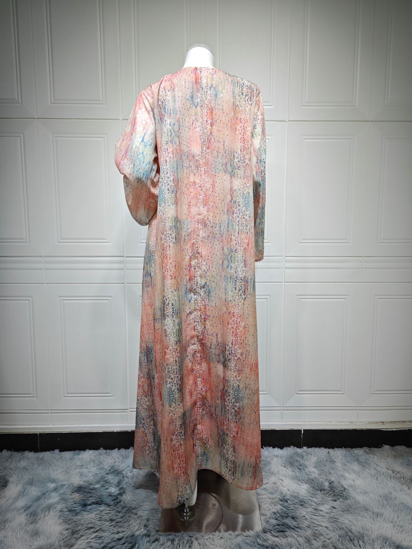 لباس مهره دار پولک دار لوکس Abaya Jalabiya AB560 (9) Luxury Sequined Beaded Abaya Jalabiya Dress AB560 (9)