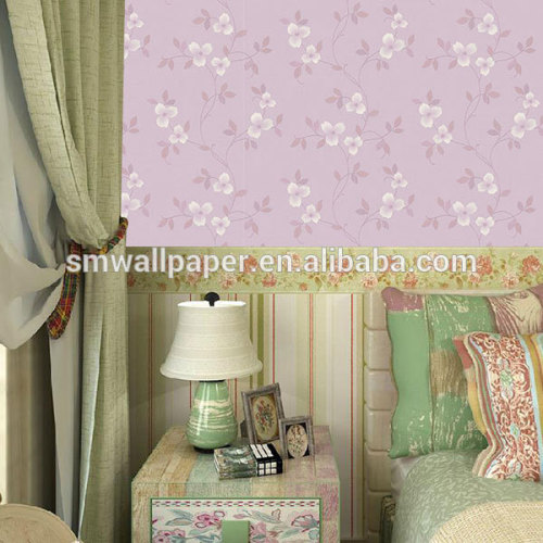 2014 hot sale purple beautiful wallpaper PVC/ vinyl wallpaper waterproof wallpaper for living room