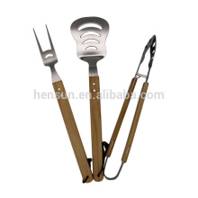 3pcs Wooden Handle Barbecue Tools Set with String