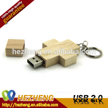 Novelty Cross Bamboo Material USB Memory Stick Download 16GB Customized Logo Free Samples