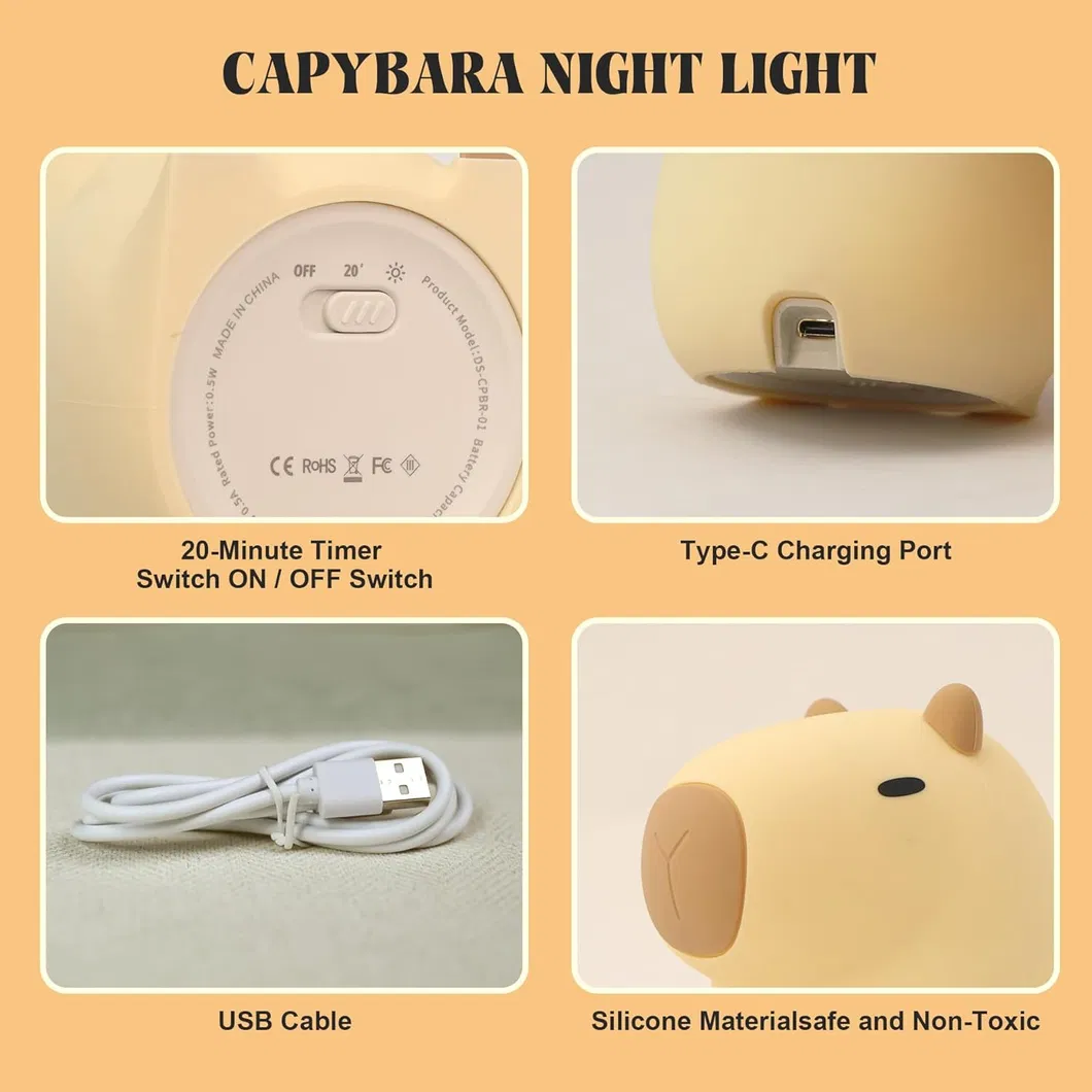 Capybara Little Night Light for Kids