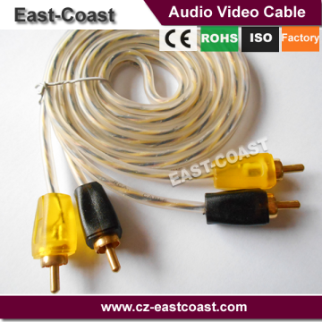 flexible Transparent 2rca to 2rca audio video cables for Car