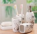 5 PC de baño de cerámica Set flor impresa