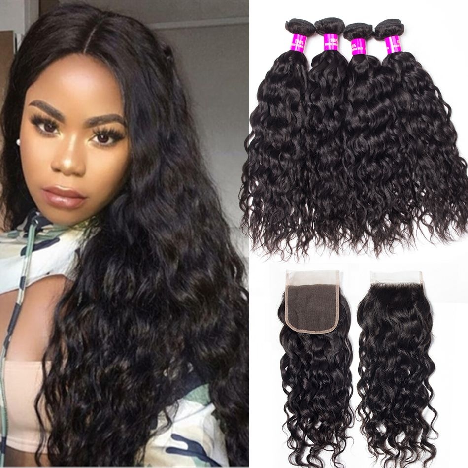 Brazilian Water Wave Natural Color Hair Closure Hair Frontal Factory Price Lace Wigs