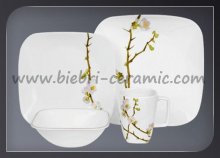 20pcs Square White Ceramic Dinnerware Sets