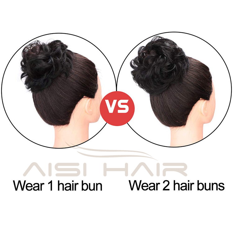 Aisi Hair Elastic Donut Blonde Ponytail Extensions Hair Ribbon Bundles Curly Synthetic Bun for Brides Women Hair Chignons Bun