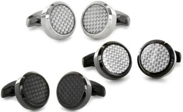 Men carbon with metal material cuff links