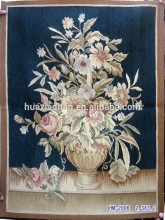 Flower Blue French Aubusson tapestry hand knoted wool handmade