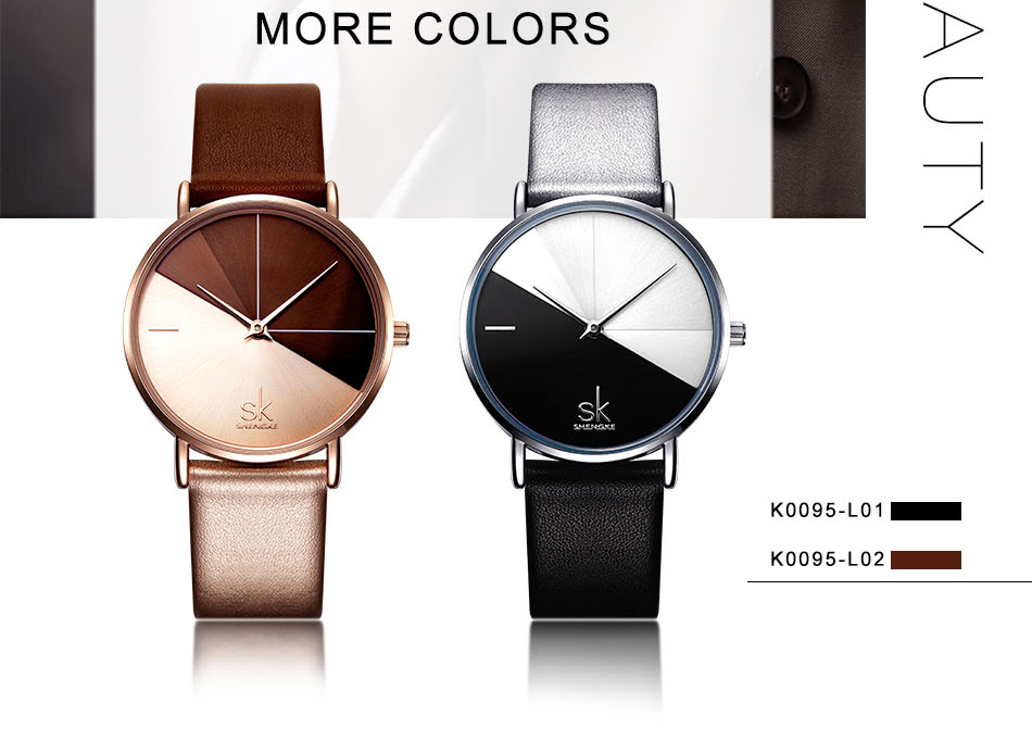 Shengke Women's Watches Fashion Leather Wrist Watch Vintage Ladies Watch Irregular Clock Mujer Bayan Kol Saati Montre Feminino