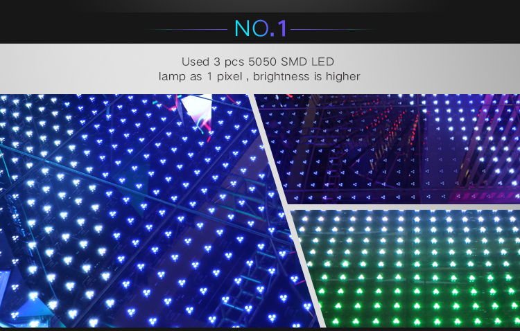 RGB colorful stage lighting equipment slim led dance floor for wedding party events stage