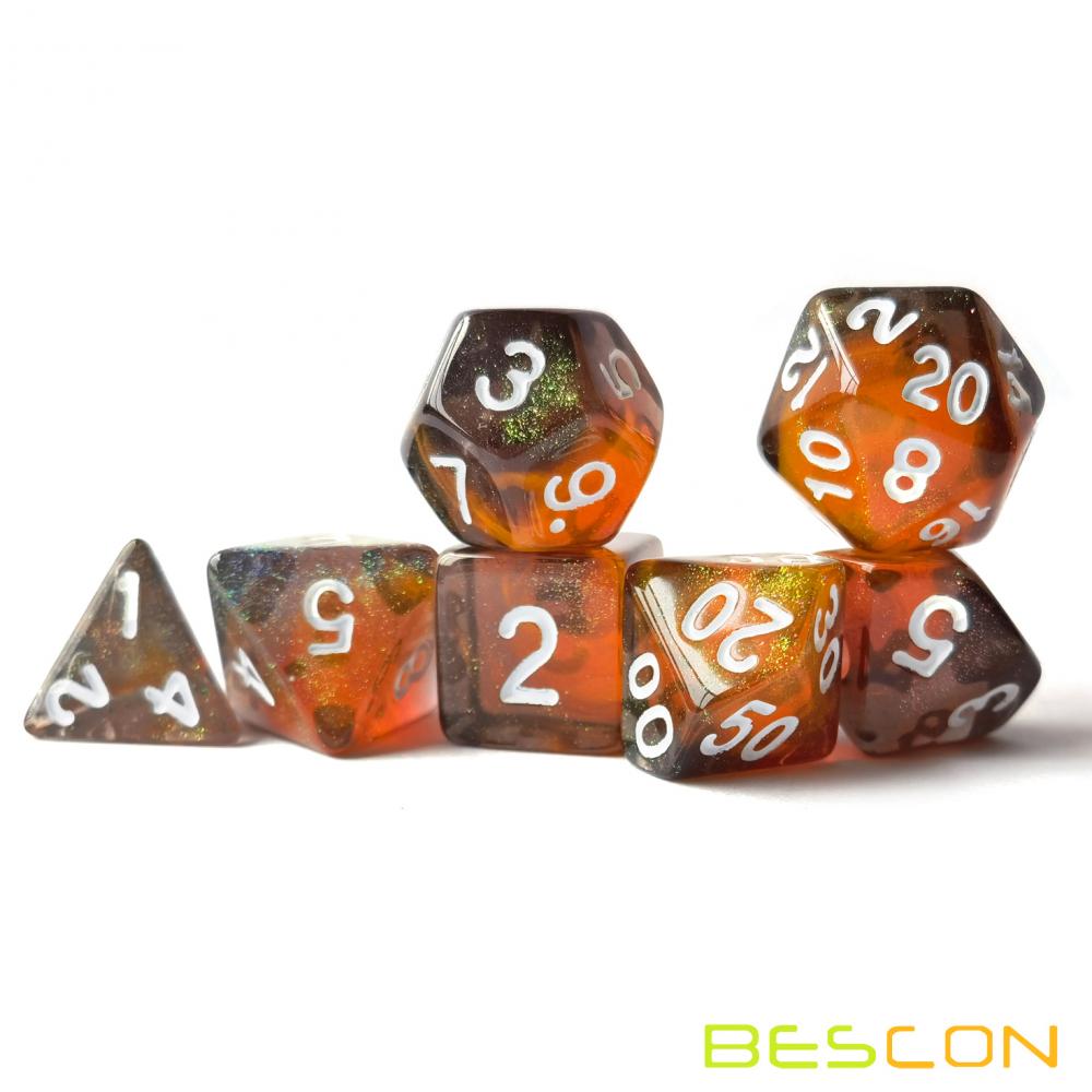 Dados transparentes de dos tonos con brillo que cambia de color para juegos de rol de mazmorras y dragones