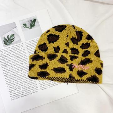 Sombreros de punto con bordado de leopardo para niños y niñas