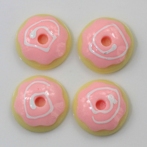 Plaksteen 23mm Leuke Ronde Cookies Dessert Vormige Hars Kralen Slime Voor DIY Kinderen Speelgoed Artikelen Kamer Ornamenten Charms