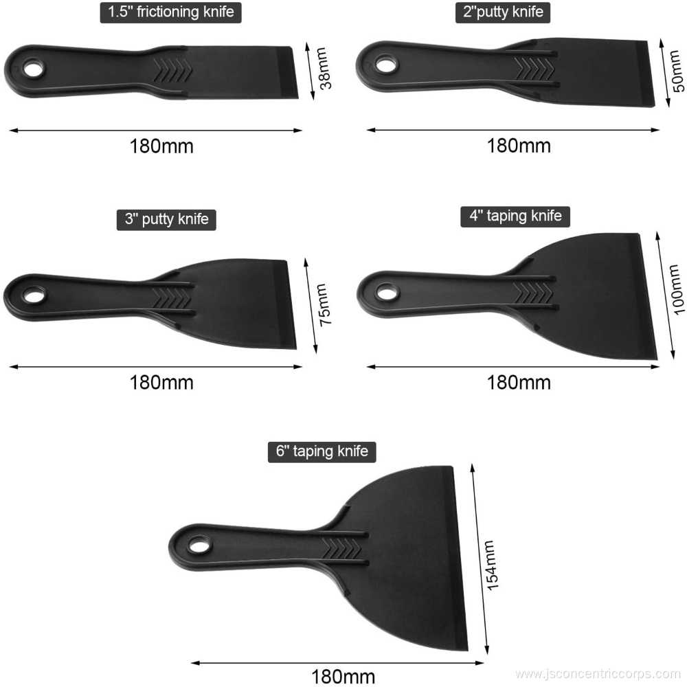 Plastic putty knife set flexible paint scrapers tool