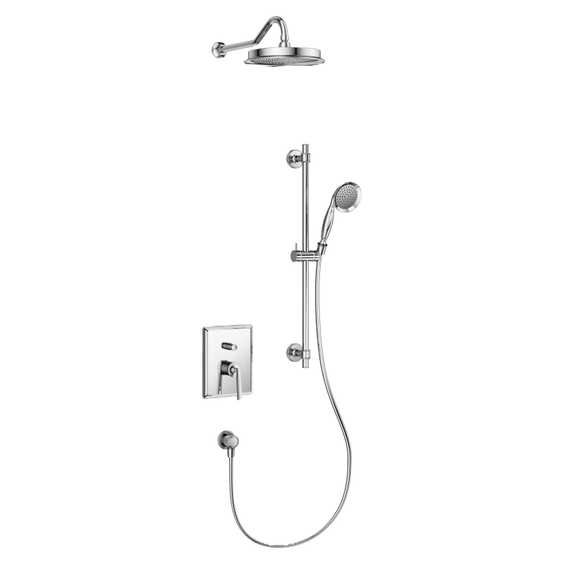 Showerpipe with overhead shower and Handshower
