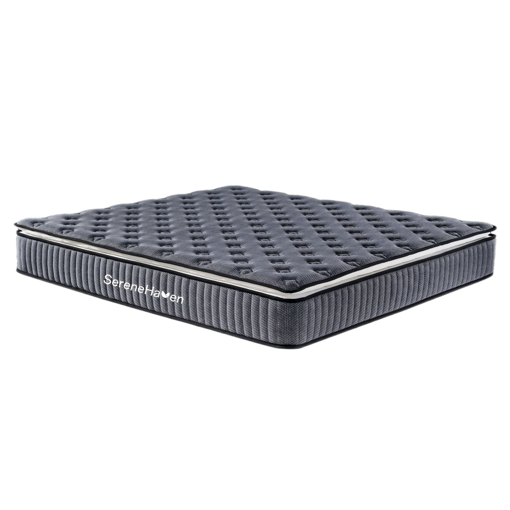 SereneHaven SF-2512 28,5 cm Túi lò xo sang trọng chống cháy Xem cạnh cạnh SereneHaven SF-2512 28.5cm durable pocket spring mattress with reinforced tiger-mouth edge for mid-range North American hotels