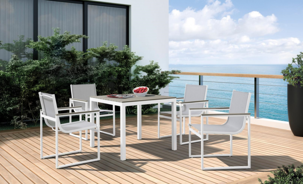 PE Wicker Aluminium Dining table Set