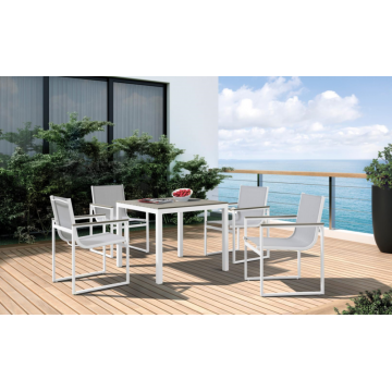 PE Wicker Aluminium Dining table Set