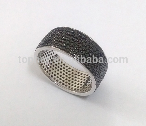 hot sale micro pave men rings with black color