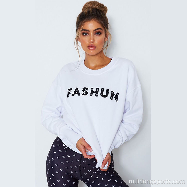 Пользовательский логотип Women Crewneck Blank Sport Crewneck Whotshirt