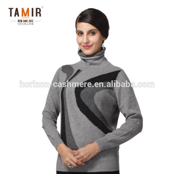 Winter Cashmere Sweater Women Pullover, Women Grey High Neck Winter Warm Sweater