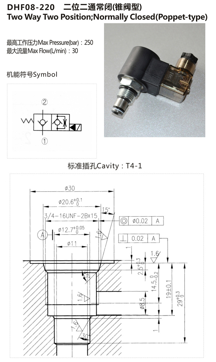 Hydraulic 2 Way 2 Position Solenoid Valve