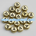 Fashional Mixed &amp; Individual 4x7MM Acrilico perline di monete d&#39;oro Rotonde perline piatte con lettere dell&#39;alfabeto